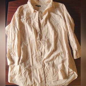 Ralph Lauren Beige Striped Women's Sleep Shirt
